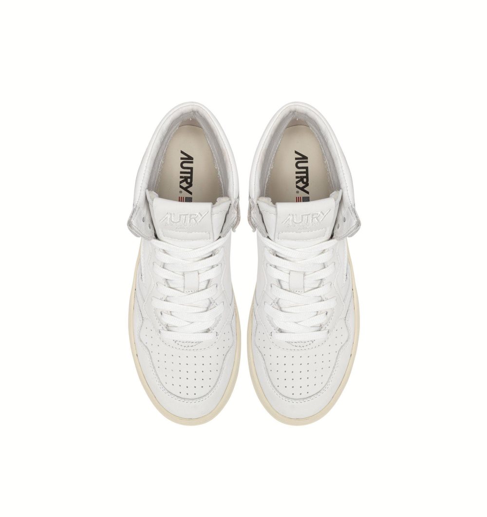 Autry Medalist Mid Sneakers Super-soft Nappa White | 1927-QZEKO