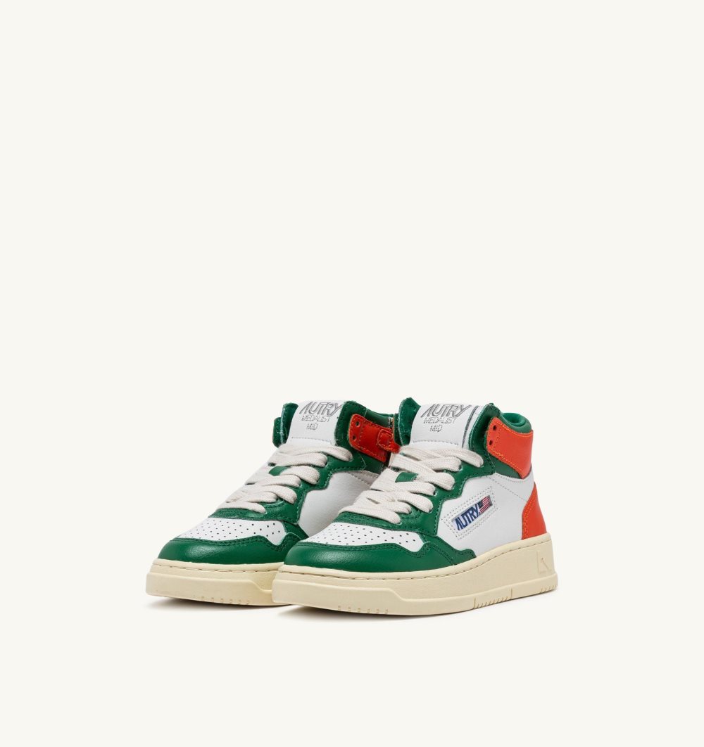 Autry Medalist Mid-top Sneakers Leather Green / White | 6870-KDHWY