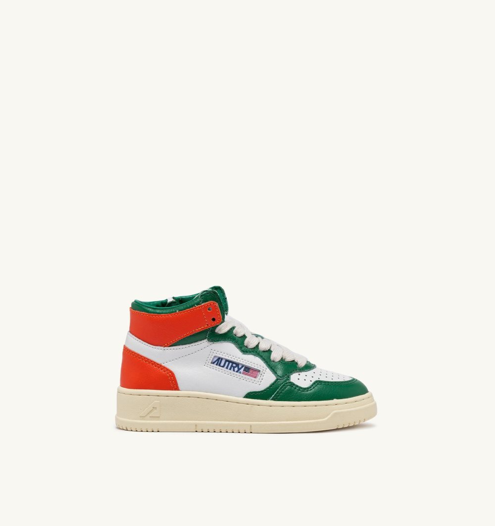 Autry Medalist Mid-top Sneakers Leather Green / White | 6870-KDHWY