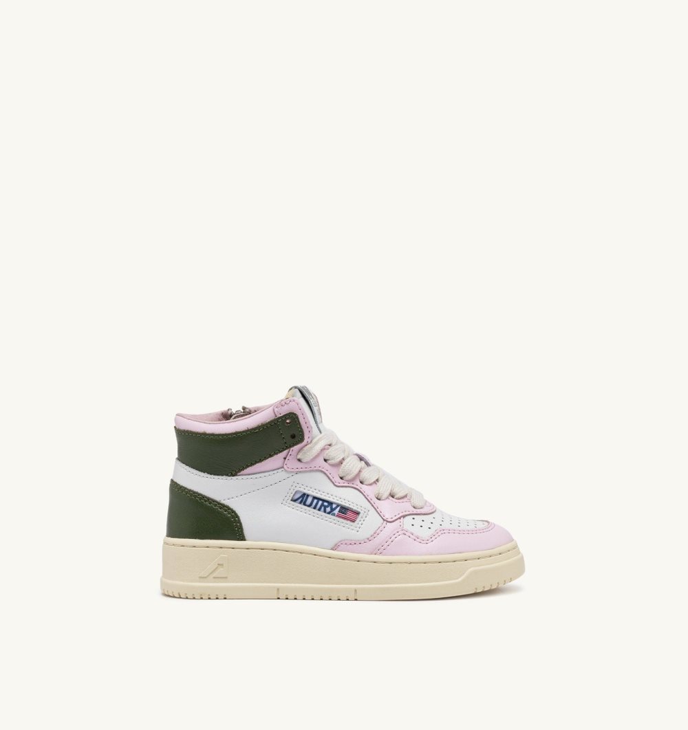 Autry Medalist Mid-top Sneakers Leather Green / White | 5860-RXKOL