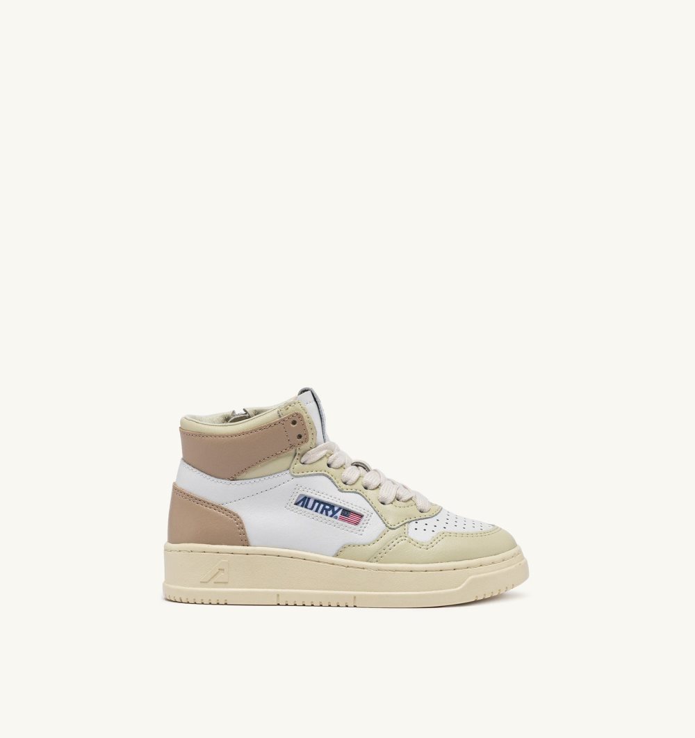 Autry Medalist Mid-top Sneakers Leather White / Beige | 7421-MYALC