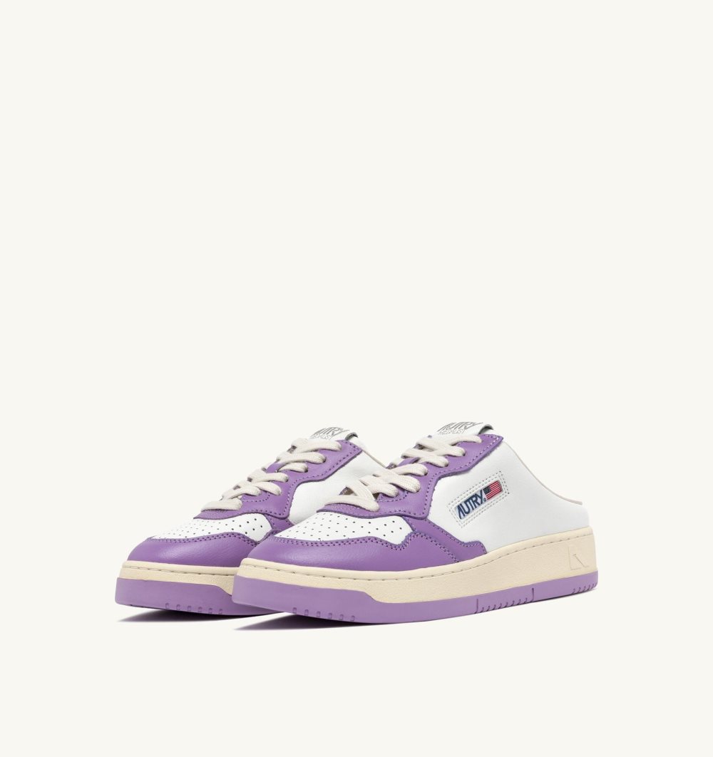 Autry Medalist Mule Low Sneakers Leather White / Purple | 9586-MKIAF