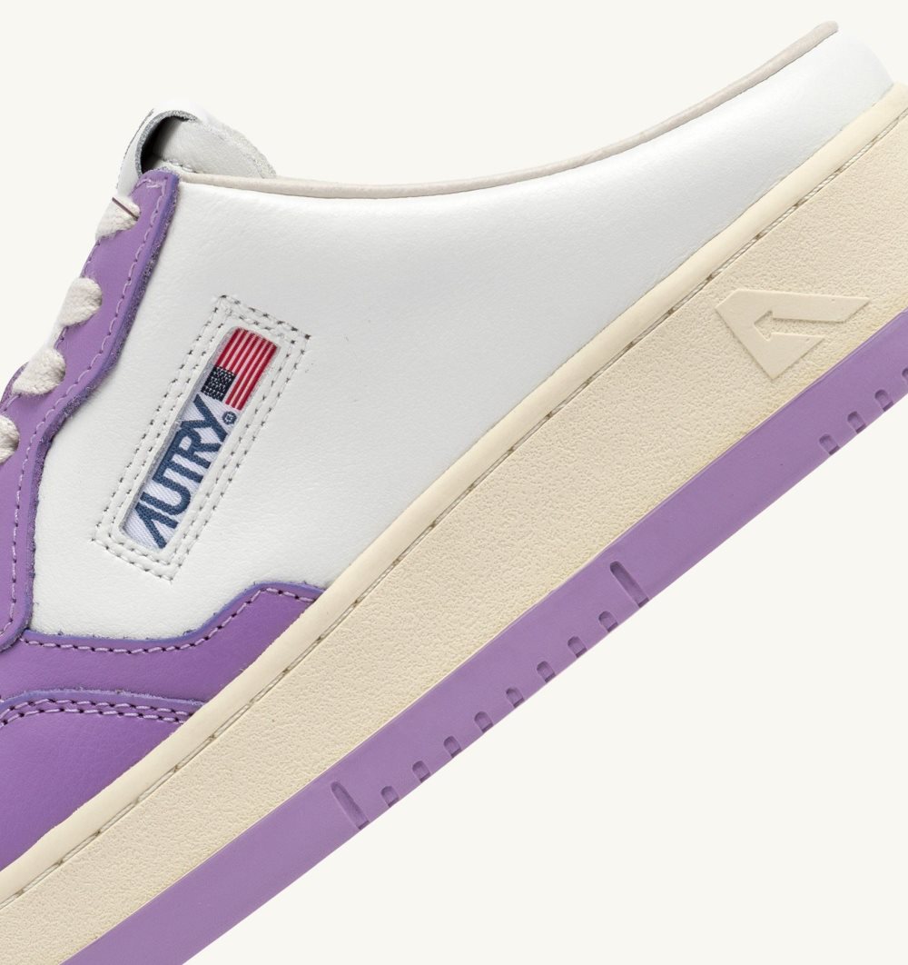 Autry Medalist Mule Low Sneakers Leather White / Purple | 9586-MKIAF