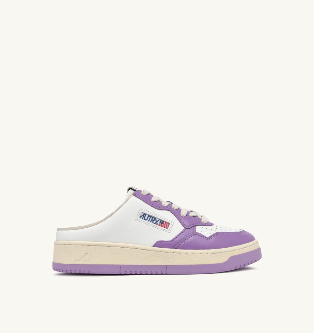 Autry Medalist Mule Low Sneakers Leather White / Purple | 9586-MKIAF