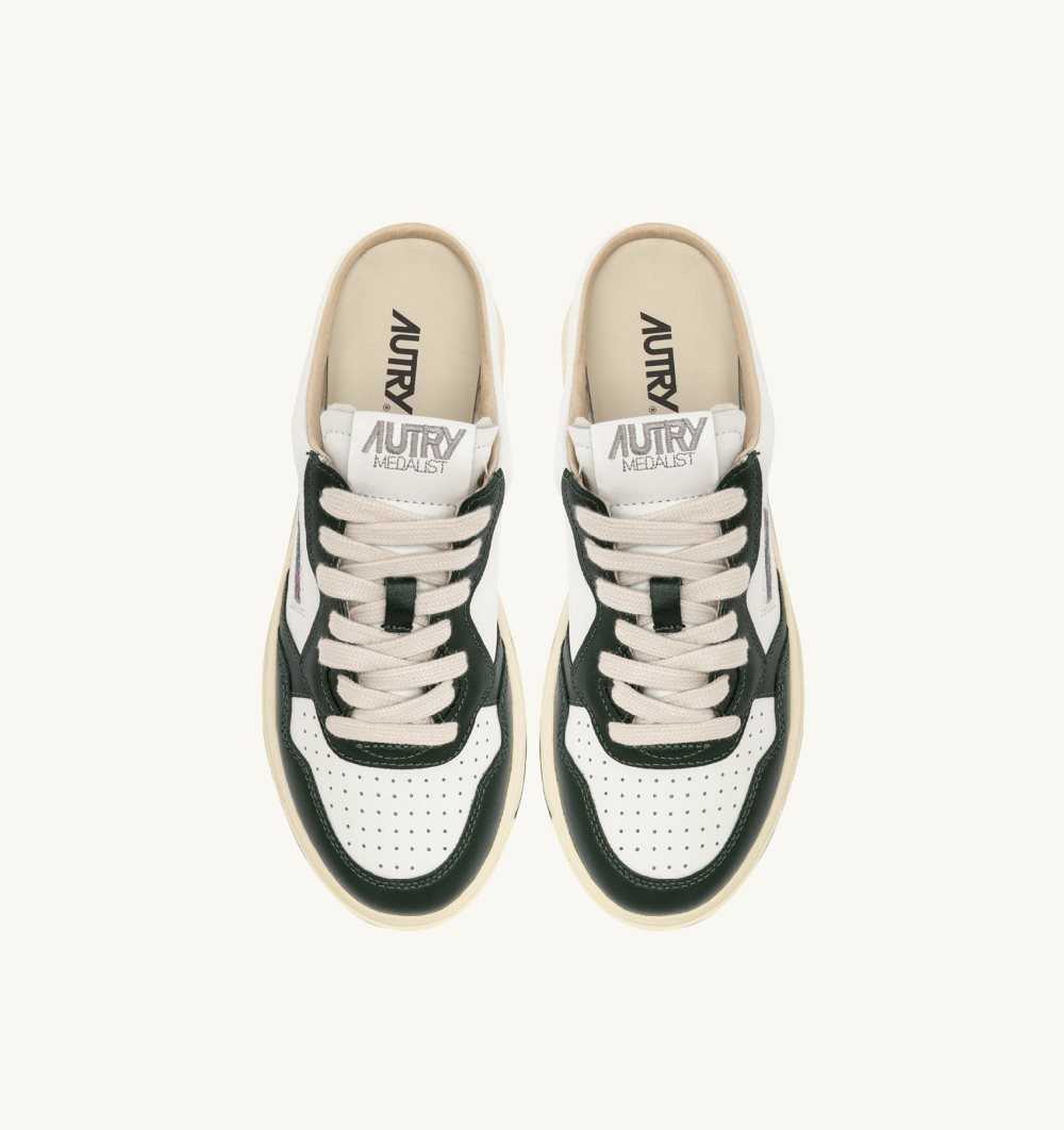 Autry Medalist Mule Sneakers Military Leather White | 6324-BXCAH