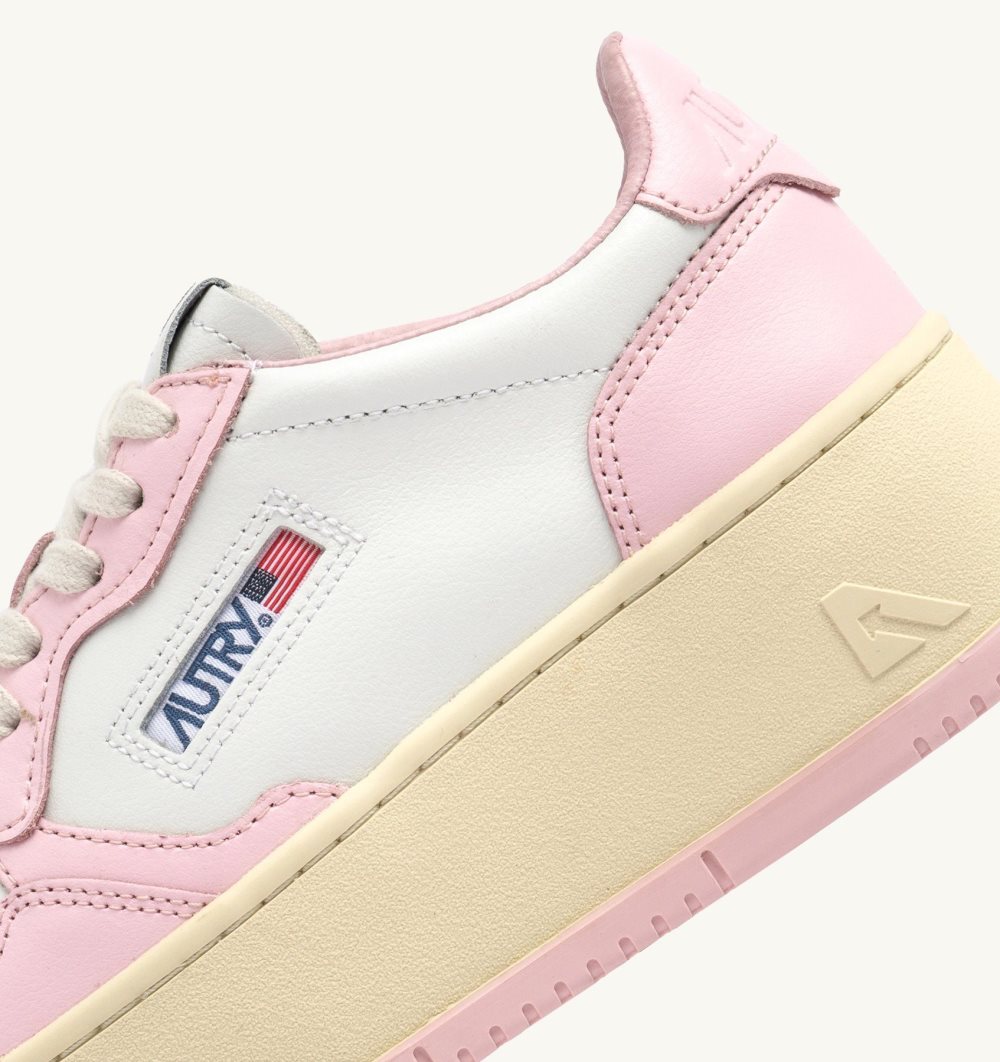 Autry Medalist Platform Sneakers Leather White / Pink | 3059-ZXVDO