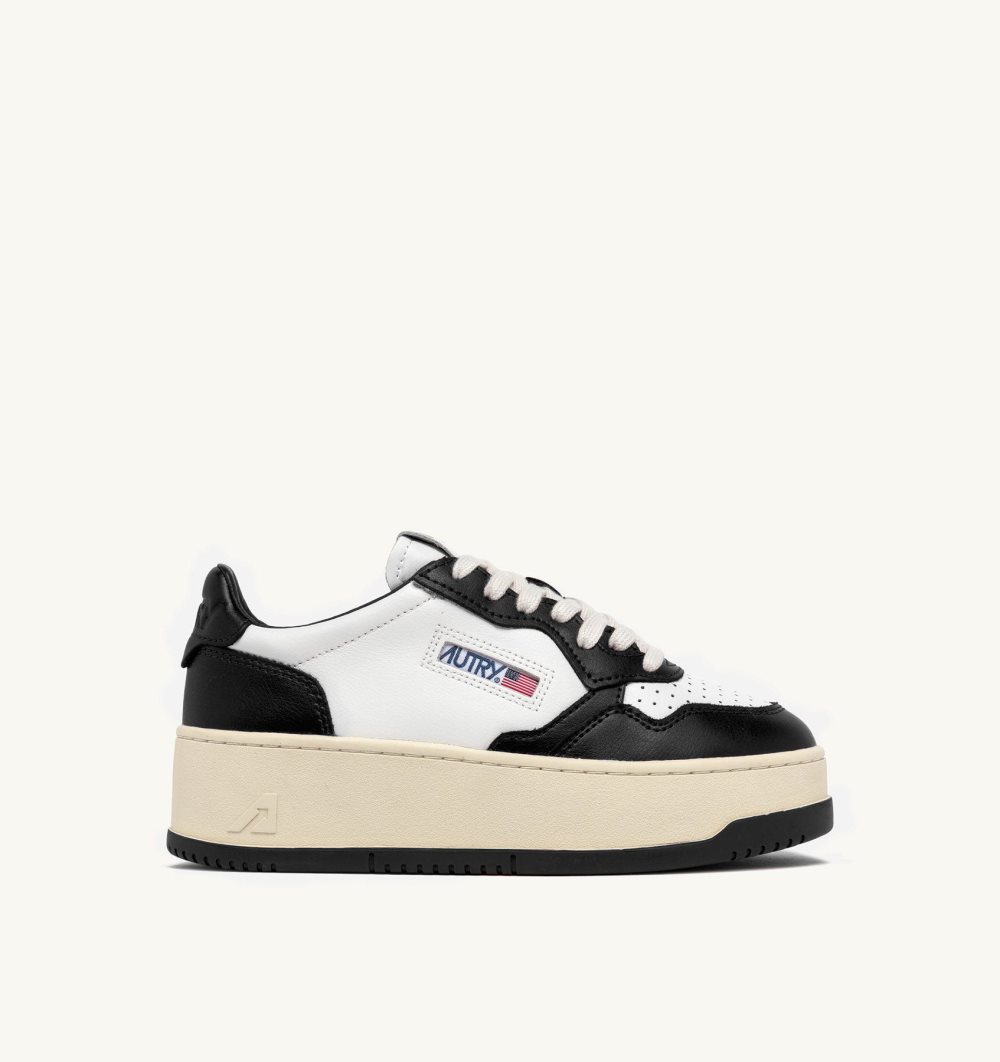 Autry Medalist Platform Sneakers Leather Black / White | 2563-AFYXC