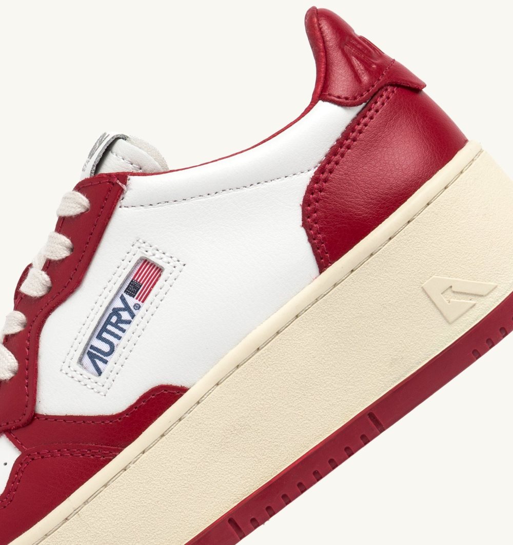 Autry Medalist Platform Sneakers Leather White / Red | 1273-KWFXE