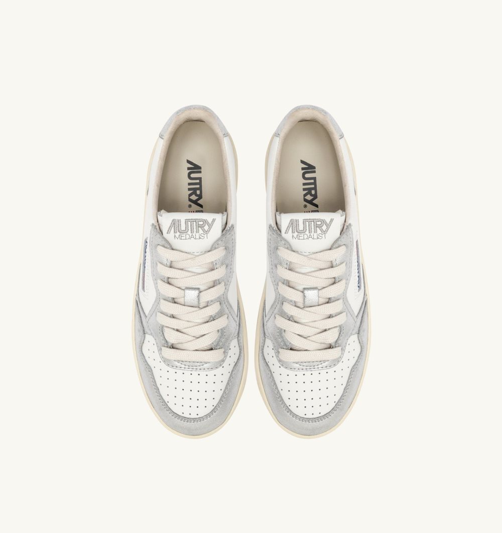 Autry Medalist Platform Sneakers Leather White / Silver | 0853-QGMOK