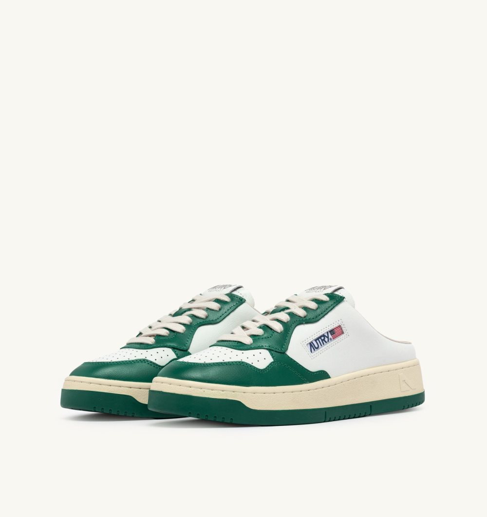 Autry Medalist Sabot Sneakers Amazon Leather Green / White | 5071-FZRWA