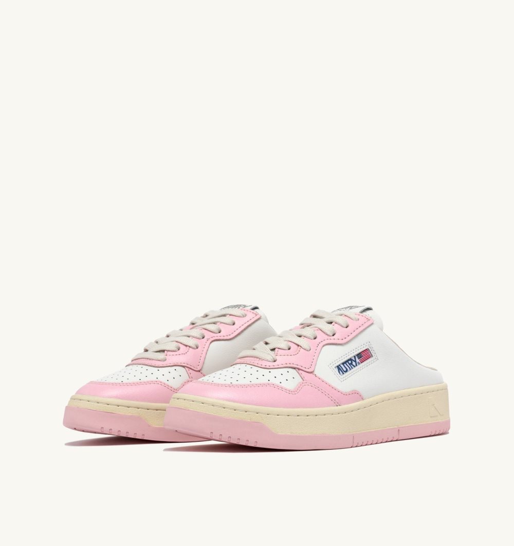 Autry Medalist Sabot Sneakers Blushing Bride Leather White / Pink | 9210-YIEHX