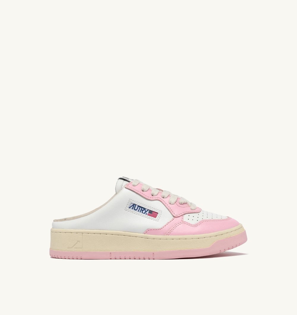 Autry Medalist Sabot Sneakers Blushing Bride Leather White / Pink | 9210-YIEHX