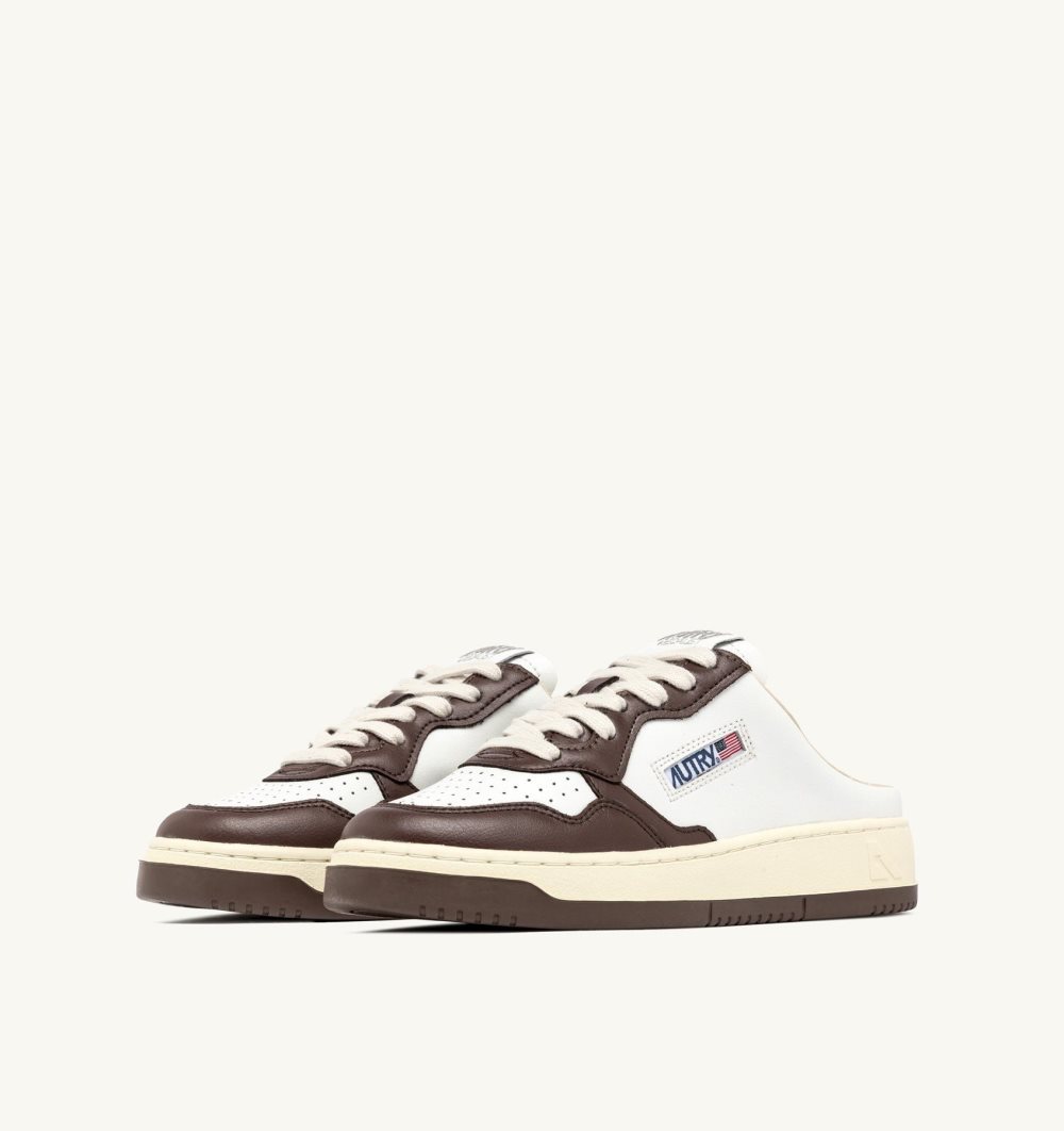 Autry Medalist Sabot Sneakers Pinecone Leather White | 7148-CKQWM