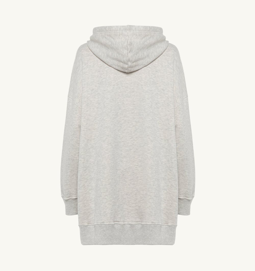 Autry Melange Hooded Sweatshirt Dress Embroidery Logo Grey | 7631-NCPEH