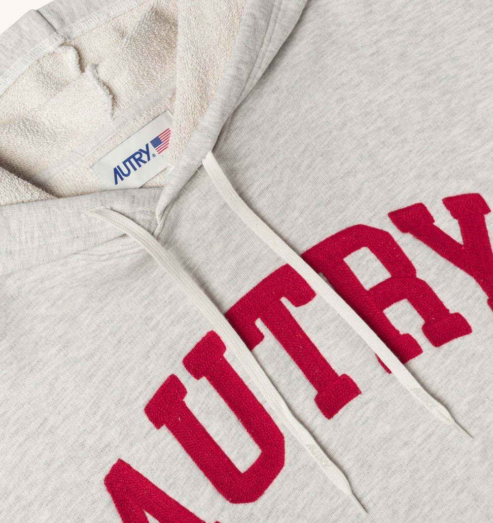 Autry Melange Hooded Sweatshirt Dress Embroidery Logo Grey | 7631-NCPEH