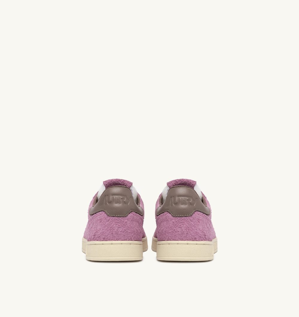 Autry New Flat Low Sneakers Fuchsia Slate Suede Pink | 4957-LTVIG