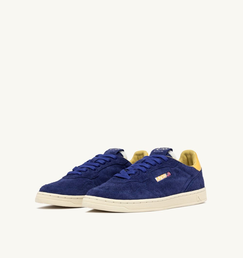 Autry New Flat Low Sneakers Lanzuli Dandelion Suede Yellow / Blue | 4639-NVWLS