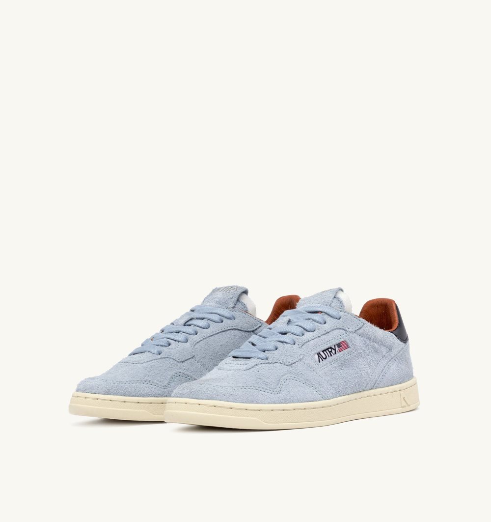 Autry New Flat Low Sneakers Portofino Suede Blue Blue / Grey | 6021-LTRDJ