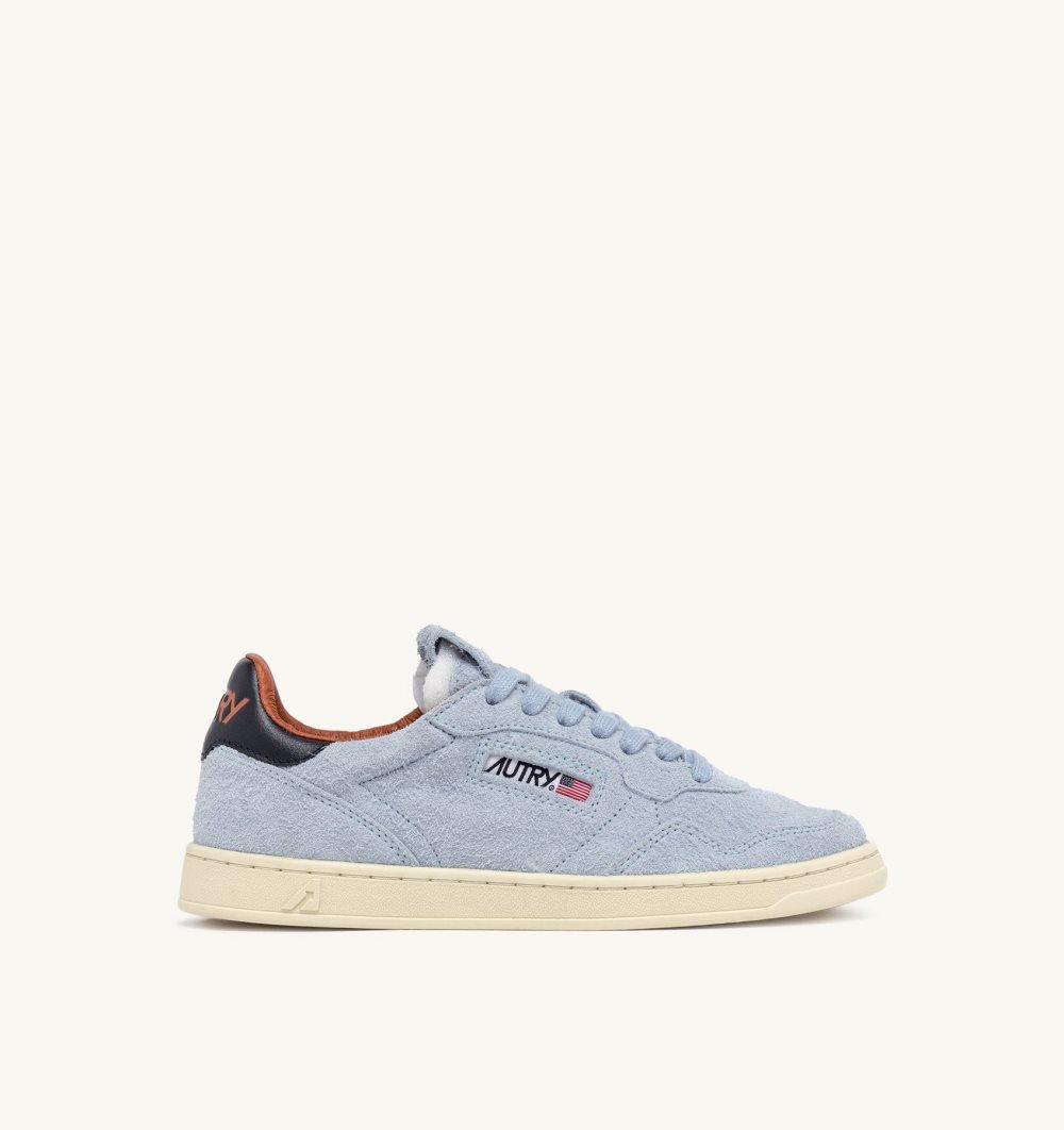 Autry New Flat Low Sneakers Portofino Suede Blue Blue / Grey | 6021-LTRDJ