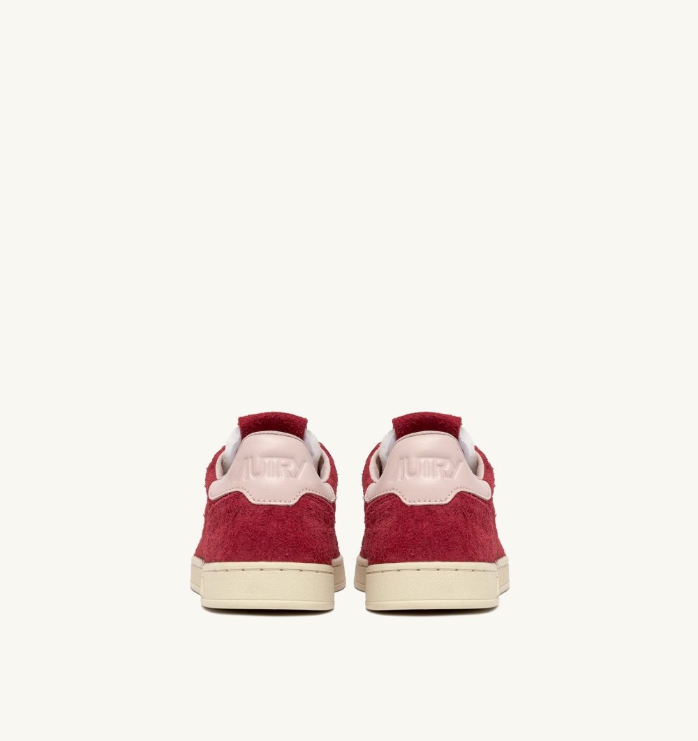 Autry New Flat Low Sneakers Powder Suede Pink / Red | 7925-DJUCK