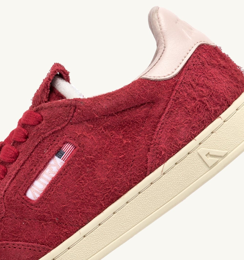 Autry New Flat Low Sneakers Powder Suede Pink / Red | 7925-DJUCK