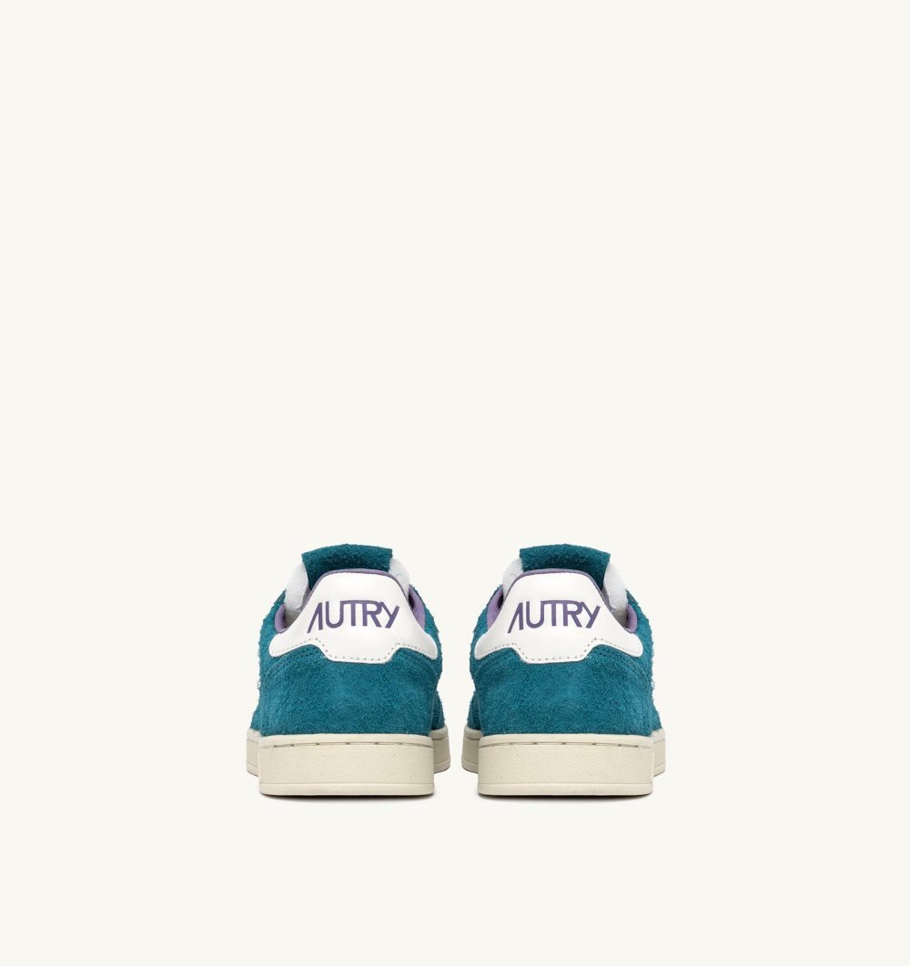 Autry New Flat Low Sneakers Zafiro Alyssum Suede Light Blue / Blue | 7648-YOTFK