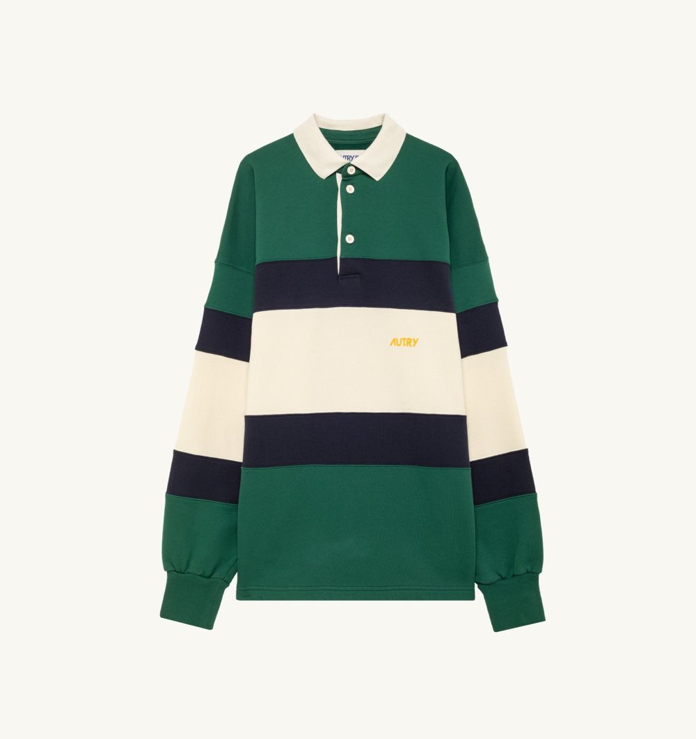 Autry Polo Striped Jersey Green / White | 5316-GKUDB