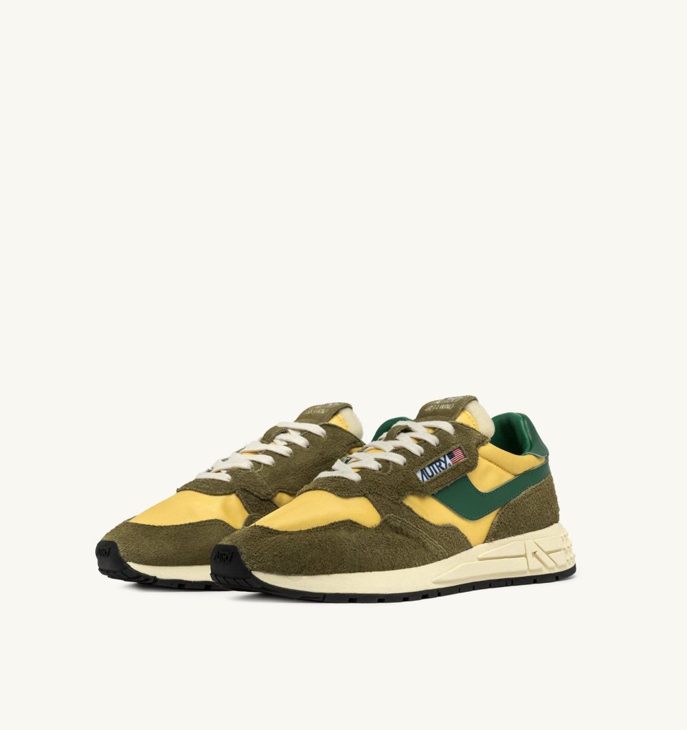 Autry Reelwind Low Sneakers Amazon Military Nylon Suede Green | 8109-VPBEW