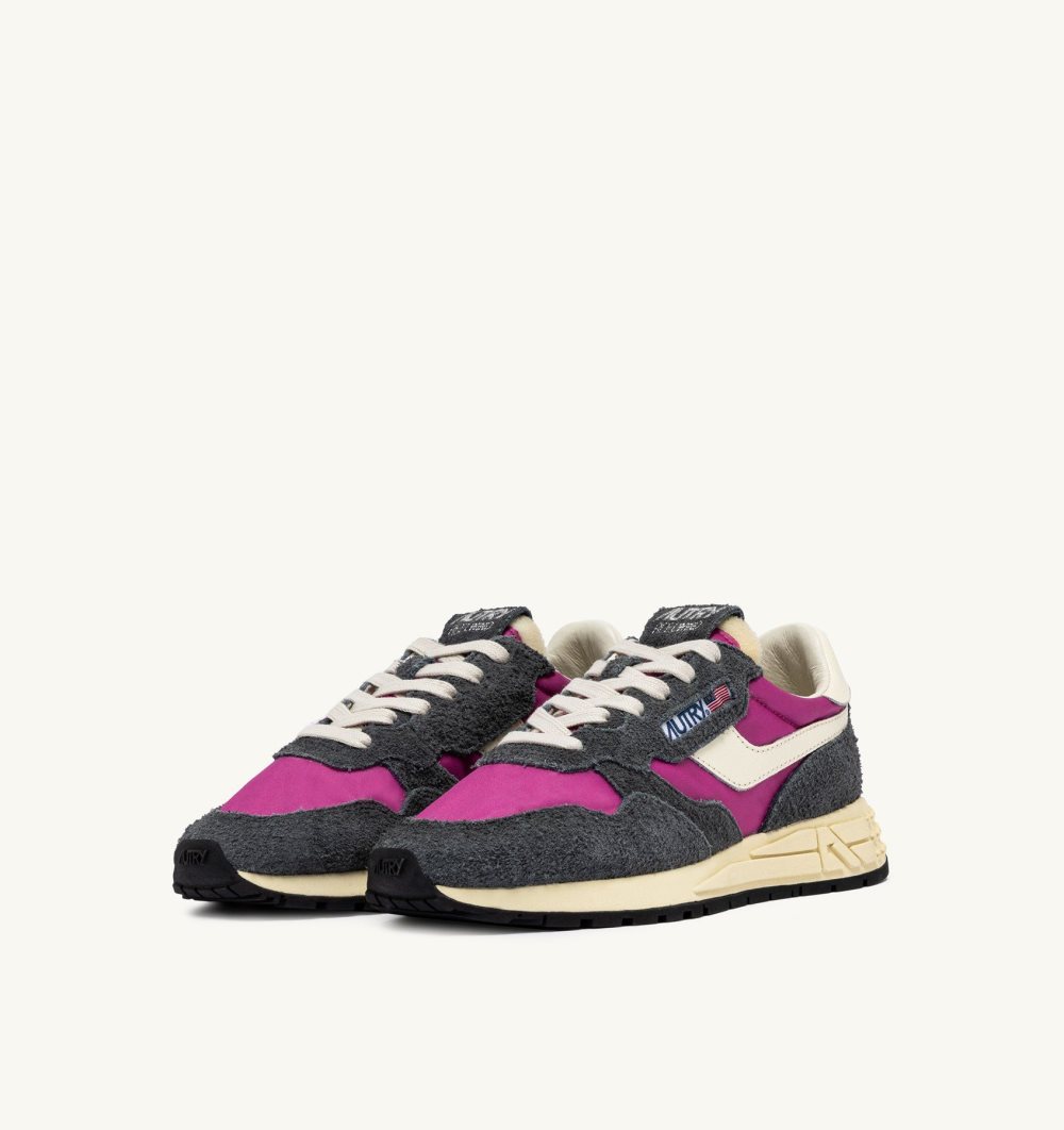 Autry Reelwind Low Sneakers Fuchsia Nylon Suede Fucsia | 7108-HOBKR