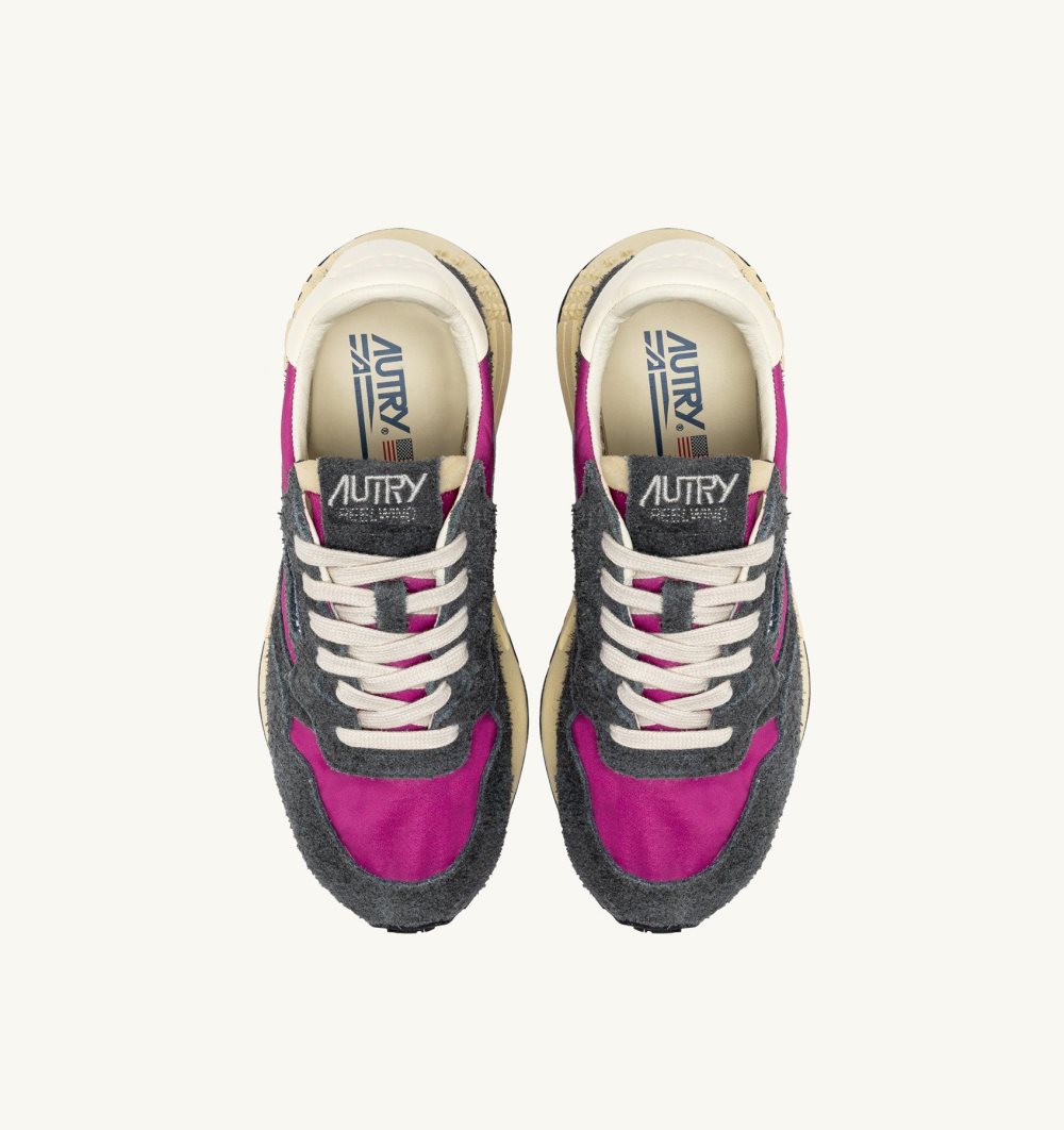 Autry Reelwind Low Sneakers Fuchsia Nylon Suede Fucsia | 7108-HOBKR