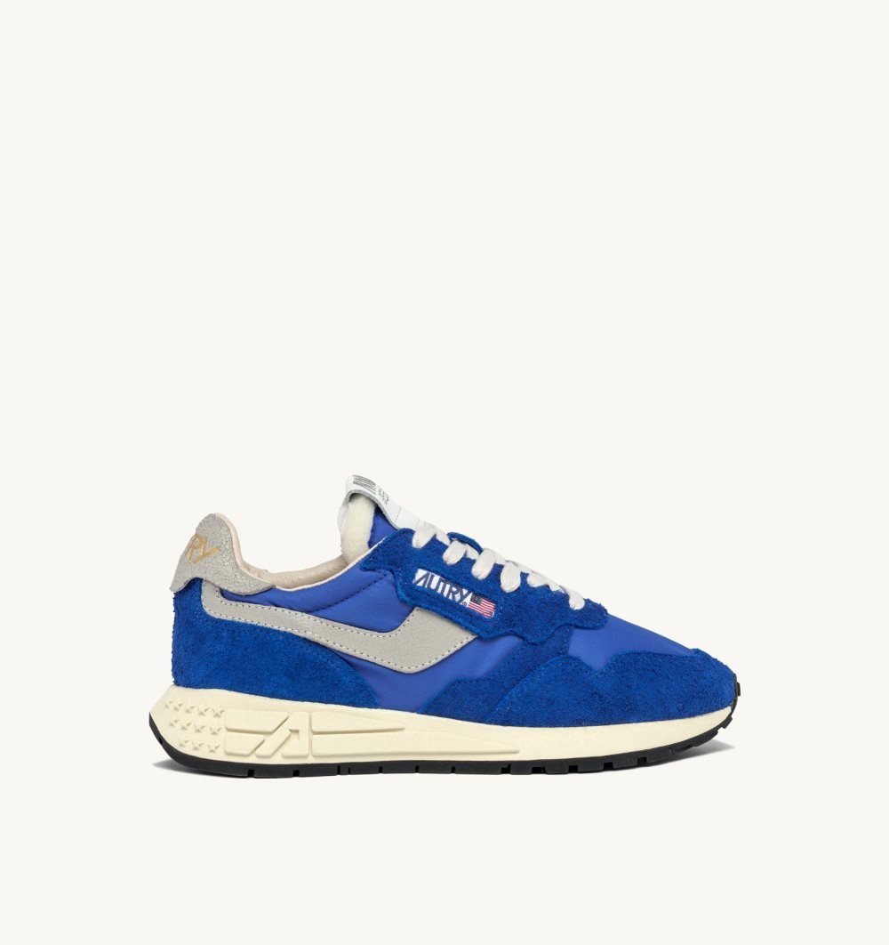 Autry Reelwind Low Sneakers Nylon Suede Blue | 8063-TDYUR