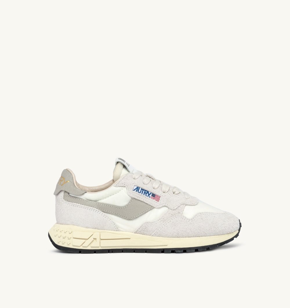 Autry Reelwind Low Sneakers Nylon Suede White | 6315-UPDKA