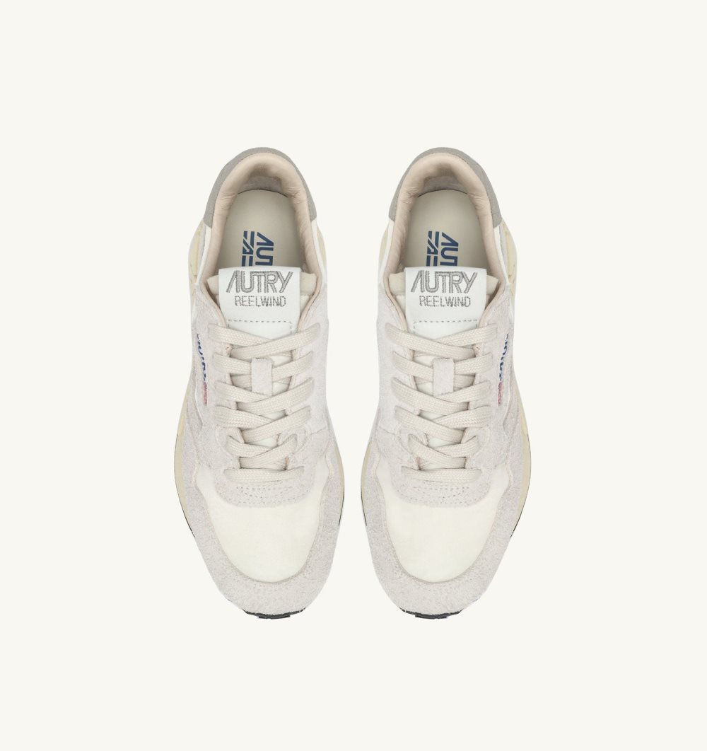 Autry Reelwind Low Sneakers Nylon Suede White | 6305-ZHKOT