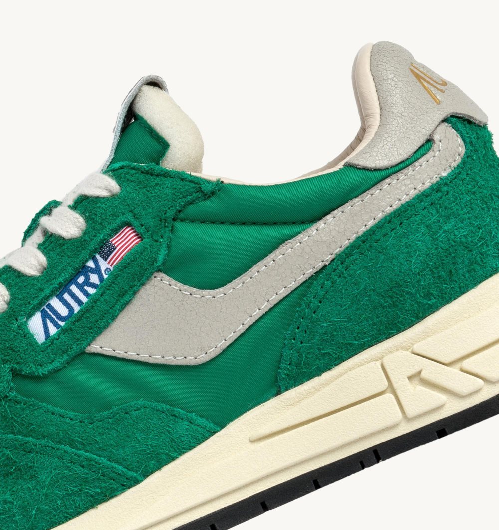 Autry Reelwind Low Sneakers Nylon Suede Green | 3501-KVDAU