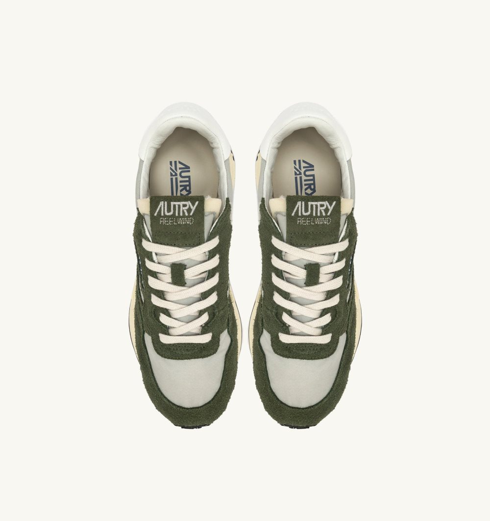 Autry Reelwind Low Sneakers Nylon Suede Green | 3284-DMERZ