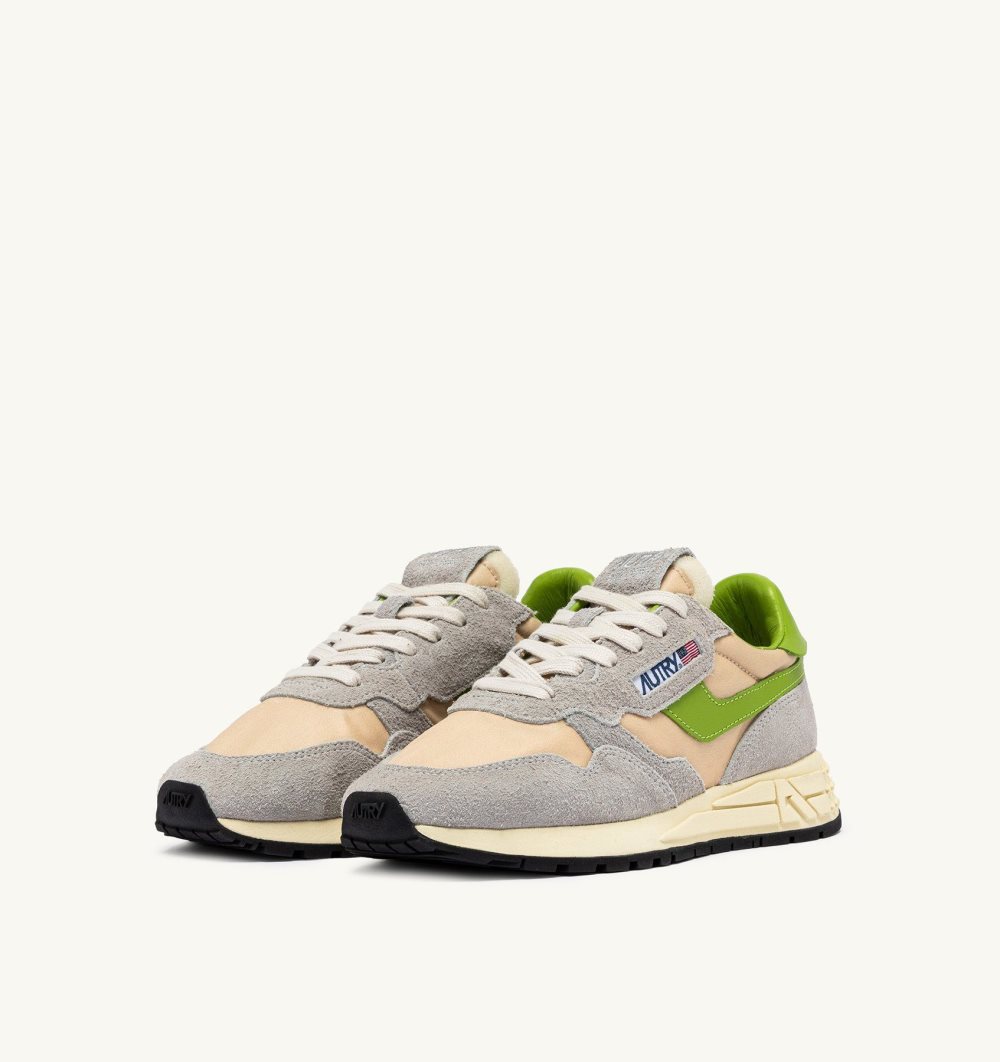 Autry Reelwind Low Sneakers Nylon Suede Beige | 2976-NMEGX