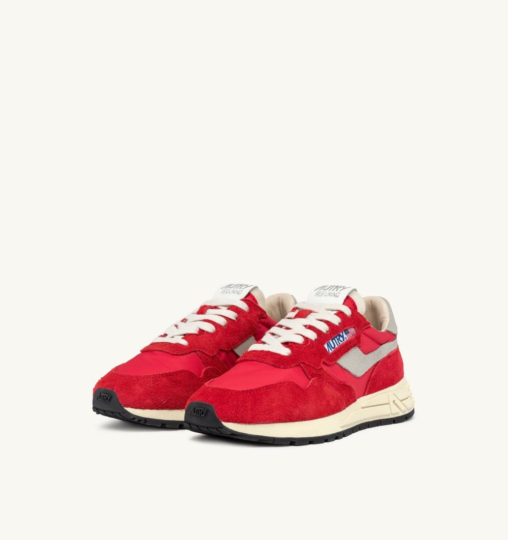 Autry Reelwind Low Sneakers Nylon Suede Red | 2305-FMDTE