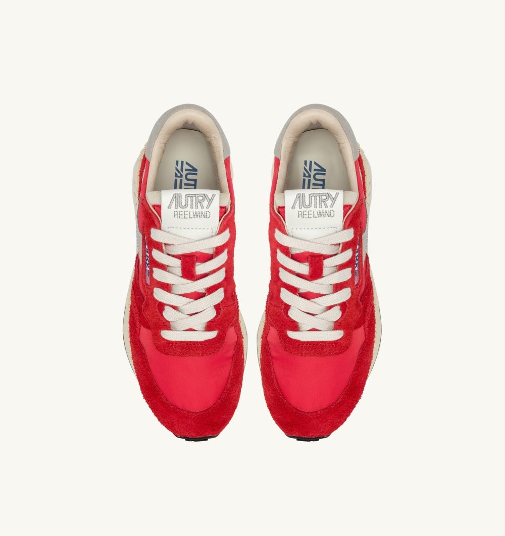 Autry Reelwind Low Sneakers Nylon Suede Red | 2305-FMDTE