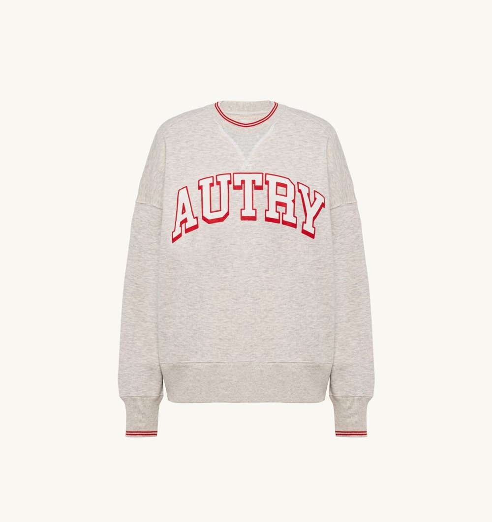 Autry Relaxed Fit Crew Neck Sweatshirt Cotton Grey | 6953-LVRCU