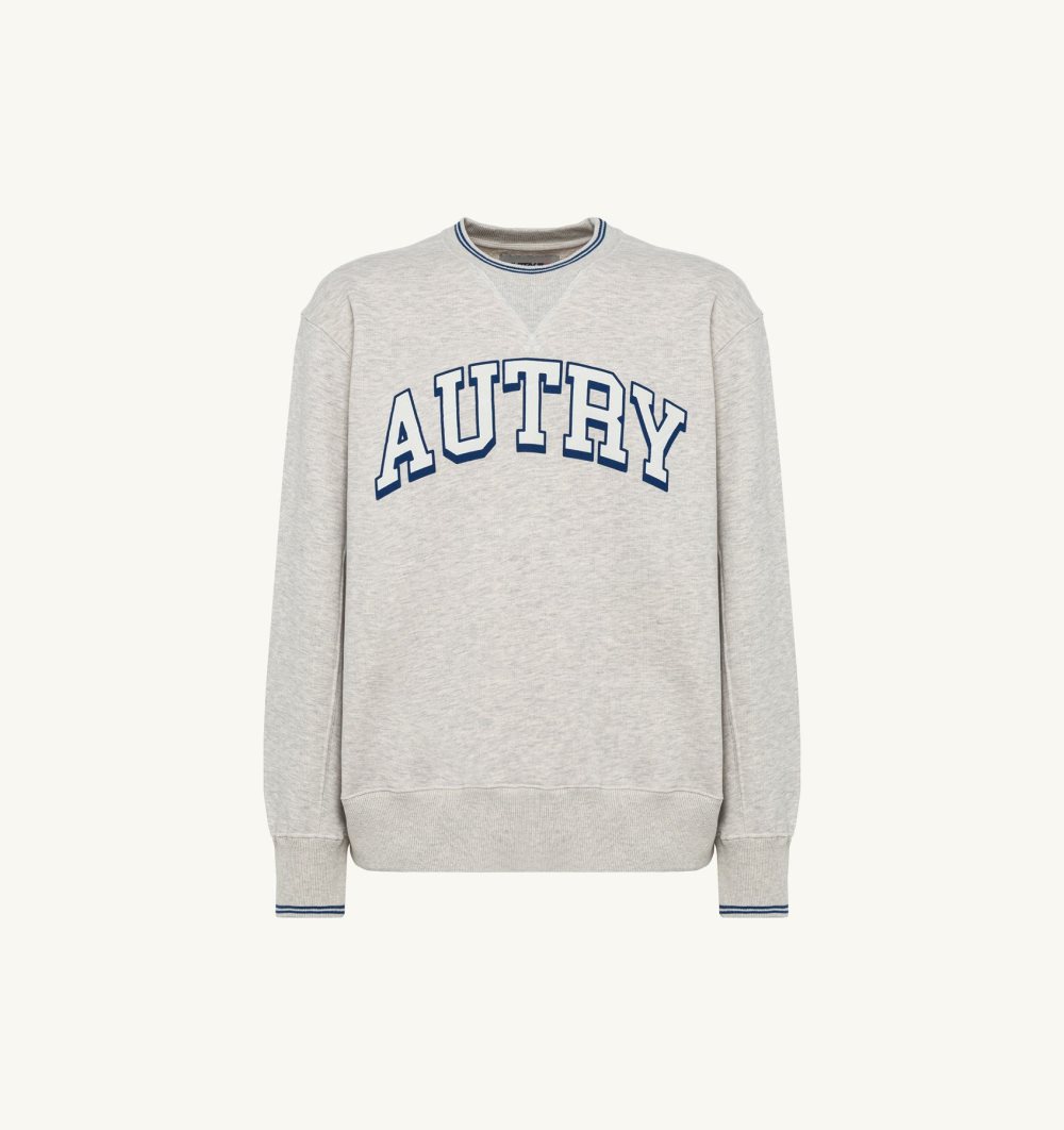 Autry Relaxed Fit Crew Neck Sweatshirt Cotton Grey | 9317-NMPXL