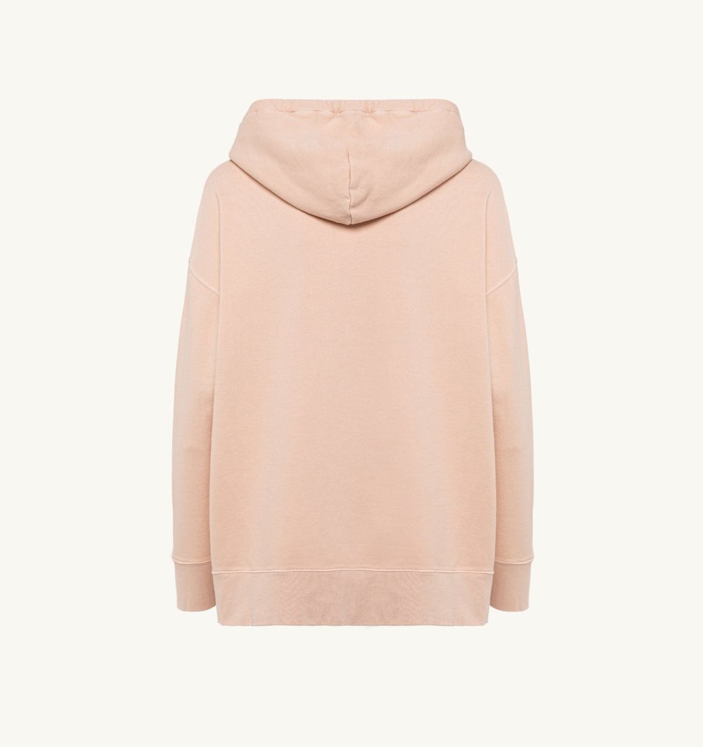 Autry Relaxed Fit Hooded Sweatshirt Cotton Jersey Embossed Logo Pink | 1603-HGYOB