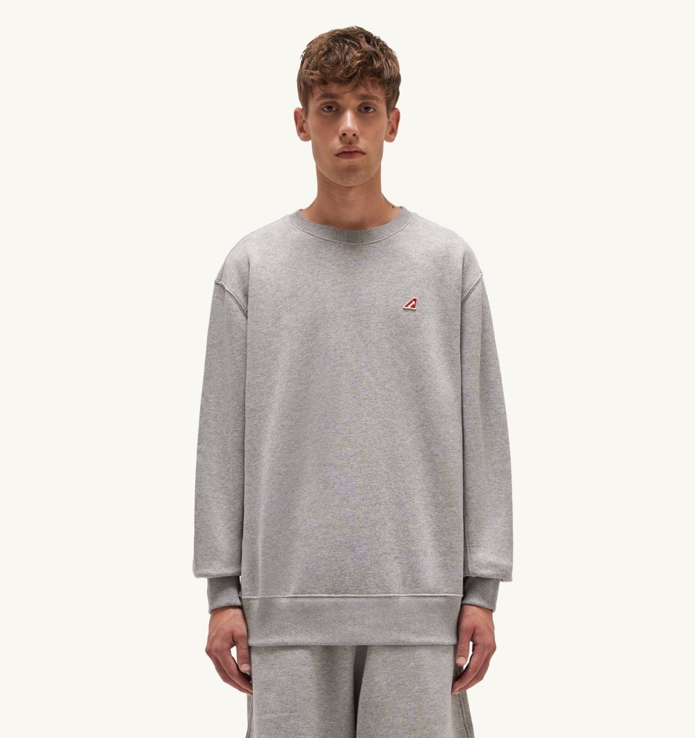 Autry Relaxed Fit Sweatshirt Gauzed Cotton Jersey Grey | 7503-KWCOJ