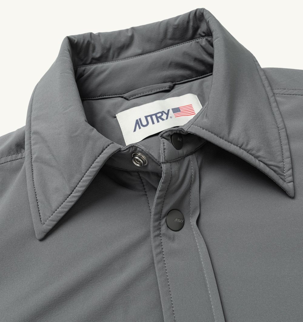 Autry Shirt Jacket Padded Nylon Grey | 7265-FYIOE