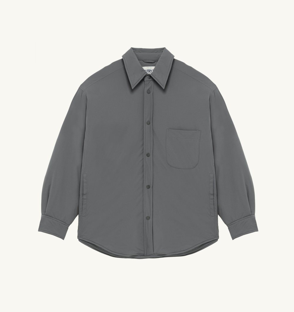 Autry Shirt Jacket Padded Nylon Grey | 7265-FYIOE