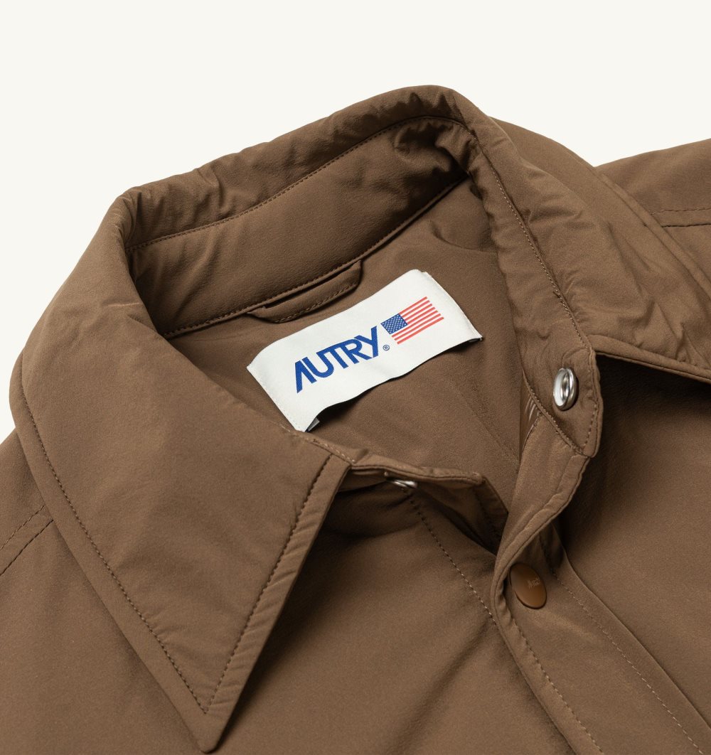 Autry Shirt Jacket Padded Nylon Marrone | 3042-BNYQU