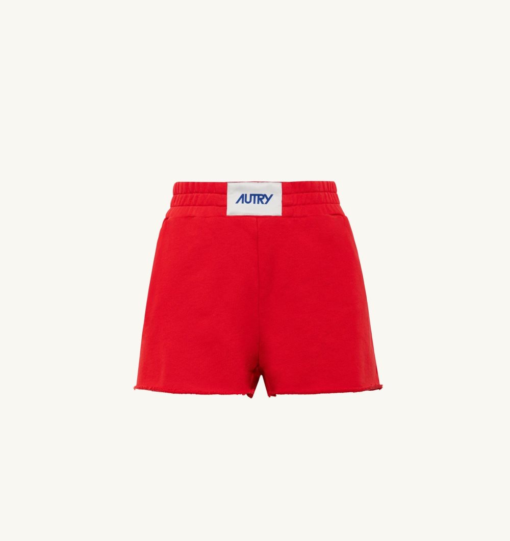 Autry Shorts Jersey Di Rosso Cotton Red | 8015-ZBSVW