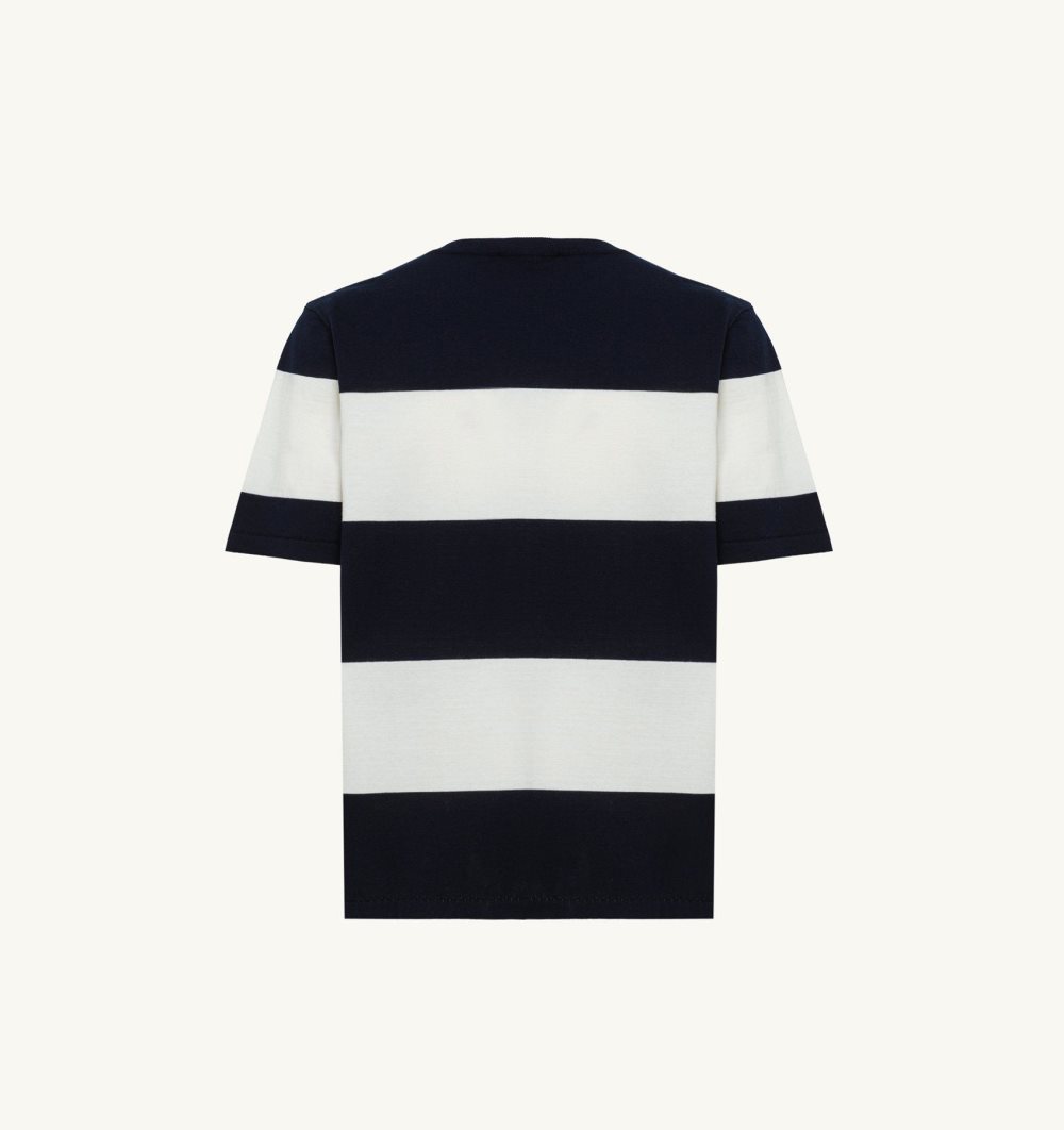 Autry Striped Crepe Knit T-shirt White / Blue | 3542-LUBRC