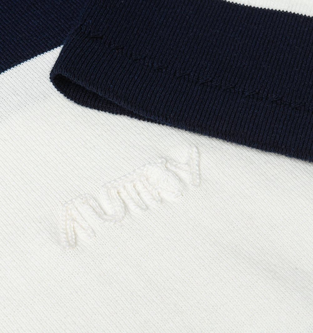 Autry Striped Crepe Knit T-shirt White / Blue | 3542-LUBRC