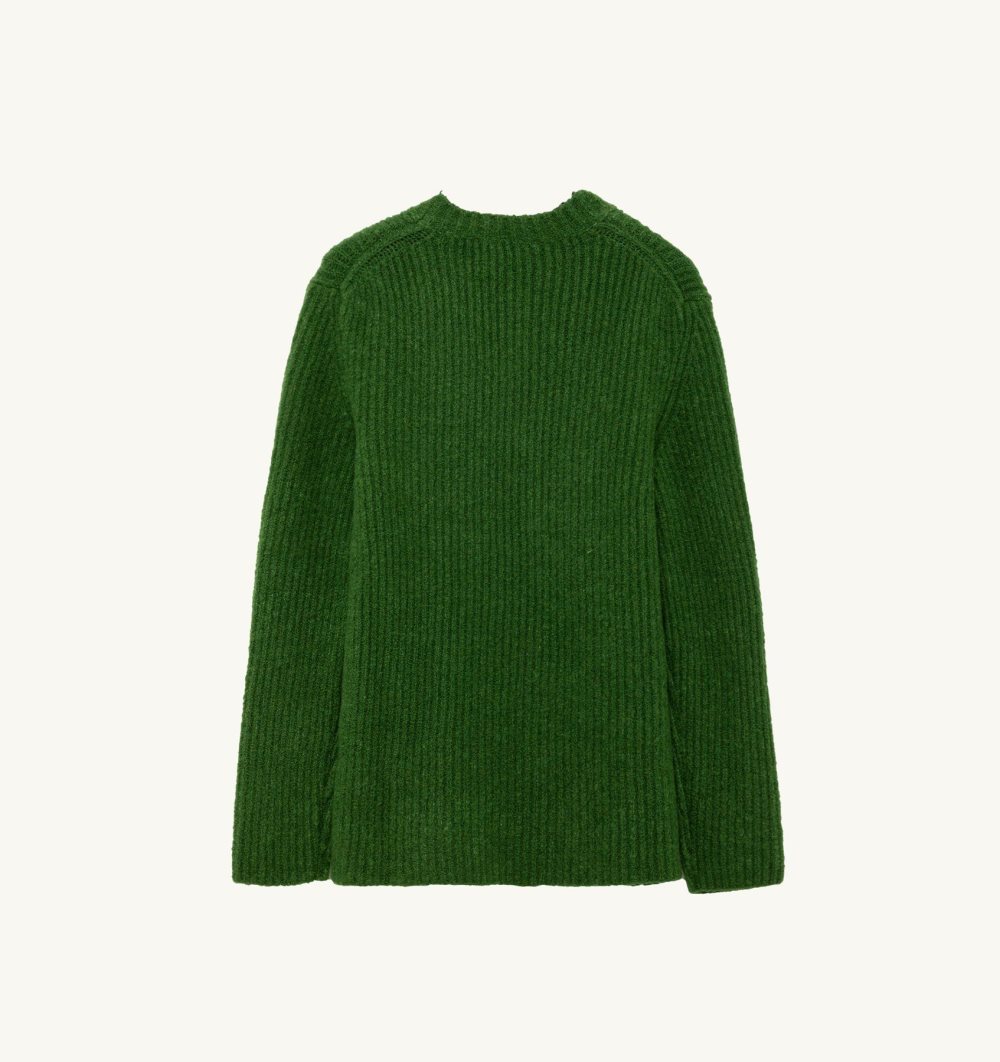 Autry Sweater Fisherman Knit Green | 0914-YNVRF