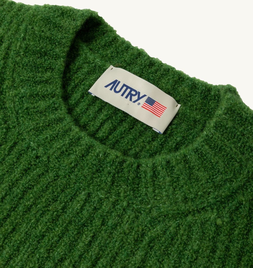 Autry Sweater Fisherman Knit Green | 0914-YNVRF